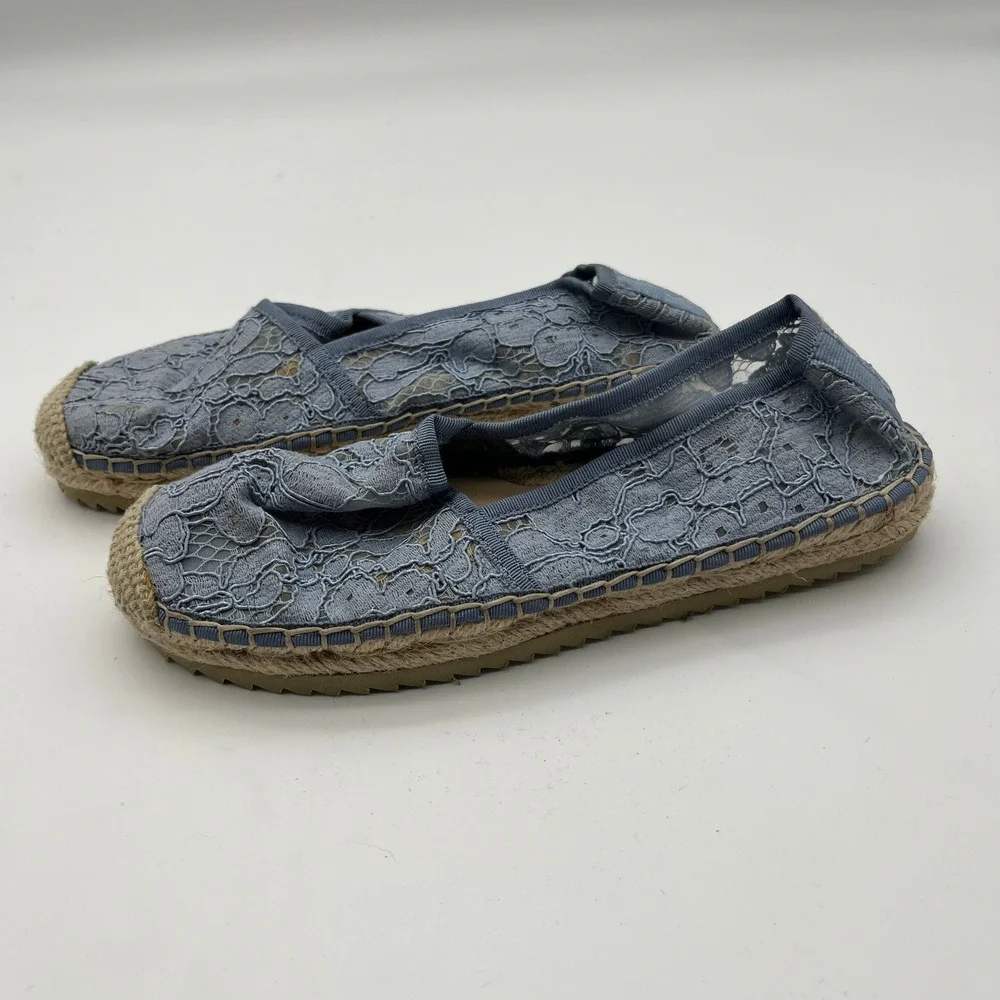 Karl Lagerfeld Paris Blue Lace Espadrille Flats Womens Size 5.5M‎ 35.5B Slip On